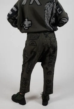 Drop Crotch Trousers with Tapered Leg in Jungle Big Print