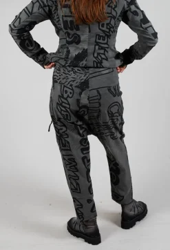 Drop Crotch Trousers with Tapered Leg in Rock Big Print