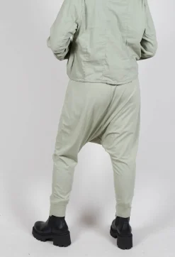 Drop Crotch Trousers with Exposed Seams in Defender