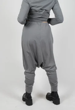 Drop Crotch Trousers with Exposed Seams in Rock