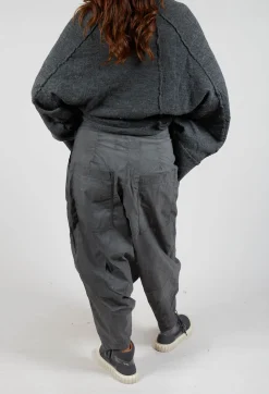 Drop Crotch Trousers with Statement Pockets in Coal Cloud