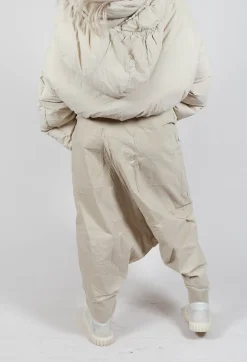 Drop Crotch Trousers with Statement Pockets in Eraser
