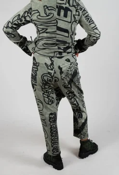 Drop Crotch Trousers with Tapered Leg in Defender Big Print