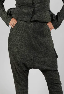 Drop Crotch Trousers with Tapered Leg in Camp Print