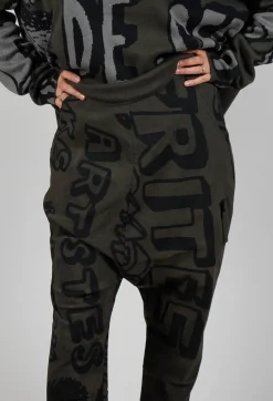 Drop Crotch Trousers with Tapered Leg in Jungle Big Print