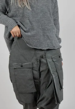 Drop Crotch Trousers with Statement Pockets in Pencil Cloud