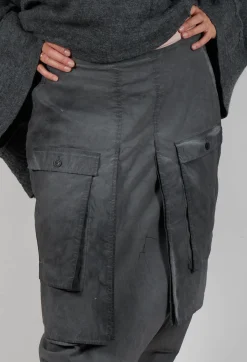 Drop Crotch Trousers with Statement Pockets in Coal Cloud