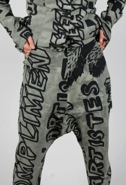 Drop Crotch Trousers with Tapered Leg in Defender Big Print
