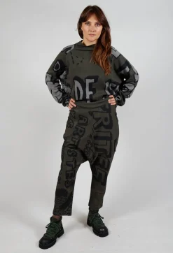 Drop Crotch Trousers with Tapered Leg in Jungle Big Print