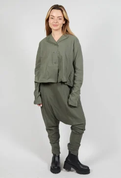 Drop Crotch Trousers with Exposed Seams in Camp