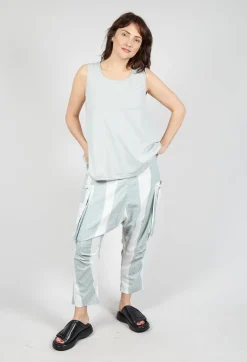 Drop Crotch Trousers with Feature Pockets in Grey Print
