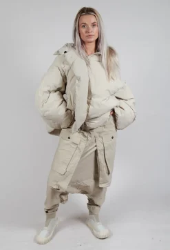 Drop Crotch Trousers with Statement Pockets in Eraser