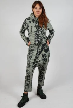 Drop Crotch Trousers with Tapered Leg in Defender Big Print