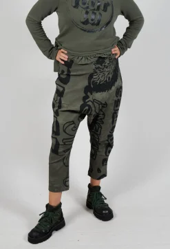 Drop Crotch Trousers with Tapered Leg in Camp Big Print