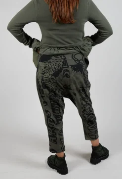 Drop Crotch Trousers with Tapered Leg in Camp Big Print