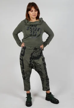 Drop Crotch Trousers with Tapered Leg in Camp Big Print