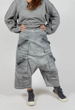 Drop Crotch Utility Trousers in Pencil Cloud