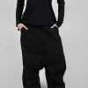 Drop Crotch Utility Trousers in Black