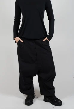 Drop Crotch Utility Trousers in Black
