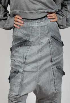 Drop Crotch Utility Trousers in Pencil Cloud