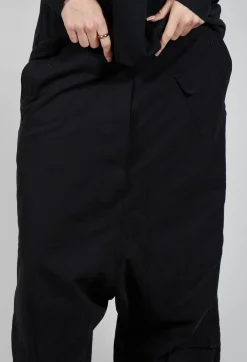 Drop Crotch Utility Trousers in Black