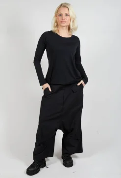 Drop Crotch Utility Trousers in Black