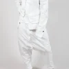 Drop-Crotch Cotton Trousers with Belt Loops in Semi Bleach