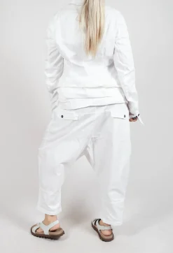 Drop-Crotch Cotton Trousers with Belt Loops in Semi Bleach