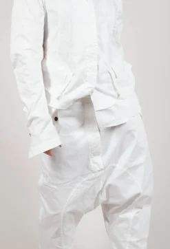 Drop-Crotch Cotton Trousers with Belt Loops in Semi Bleach