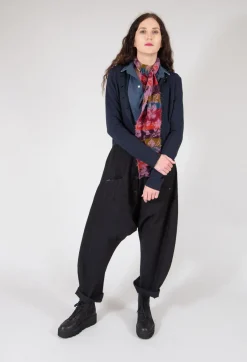 Dropcrotch Jumpsuit with Contrasting Fabric in Navy and Black