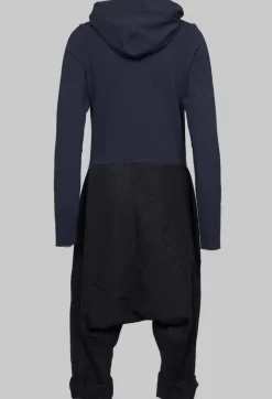 Dropcrotch Jumpsuit with Contrasting Fabric in Navy and Black