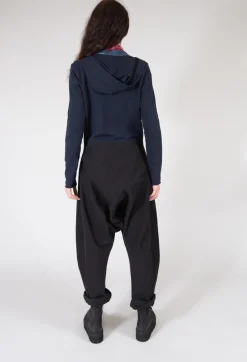 Dropcrotch Jumpsuit with Contrasting Fabric in Navy and Black