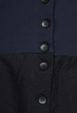 Dropcrotch Jumpsuit with Contrasting Fabric in Navy and Black