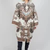 Dropped Shoulder Coat in Cream Pattern