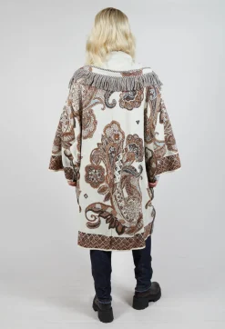 Dropped Shoulder Coat in Cream Pattern