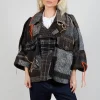 Dropped Shoulder Jacket in Grey Print