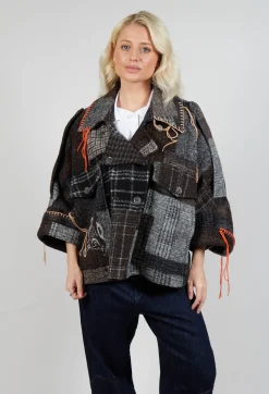 Dropped Shoulder Jacket in Grey Print