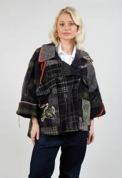 Dropped Shoulder Jacket in Green Print