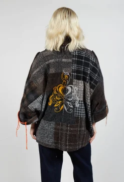 Dropped Shoulder Jacket in Grey Print