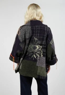 Dropped Shoulder Jacket in Green Print