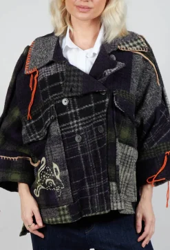 Dropped Shoulder Jacket in Green Print