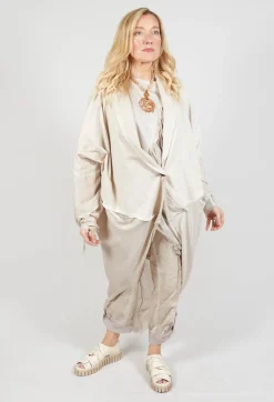 Dual Fabric Cardigan in Gesso