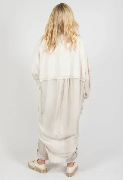 Dual Fabric Cardigan in Gesso