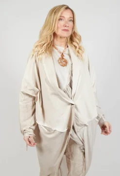 Dual Fabric Cardigan in Gesso
