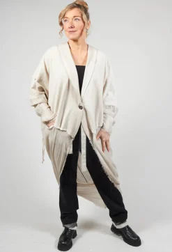 Dual Fabric Cardigan in Gesso