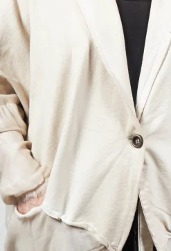 Dual Fabric Cardigan in Gesso