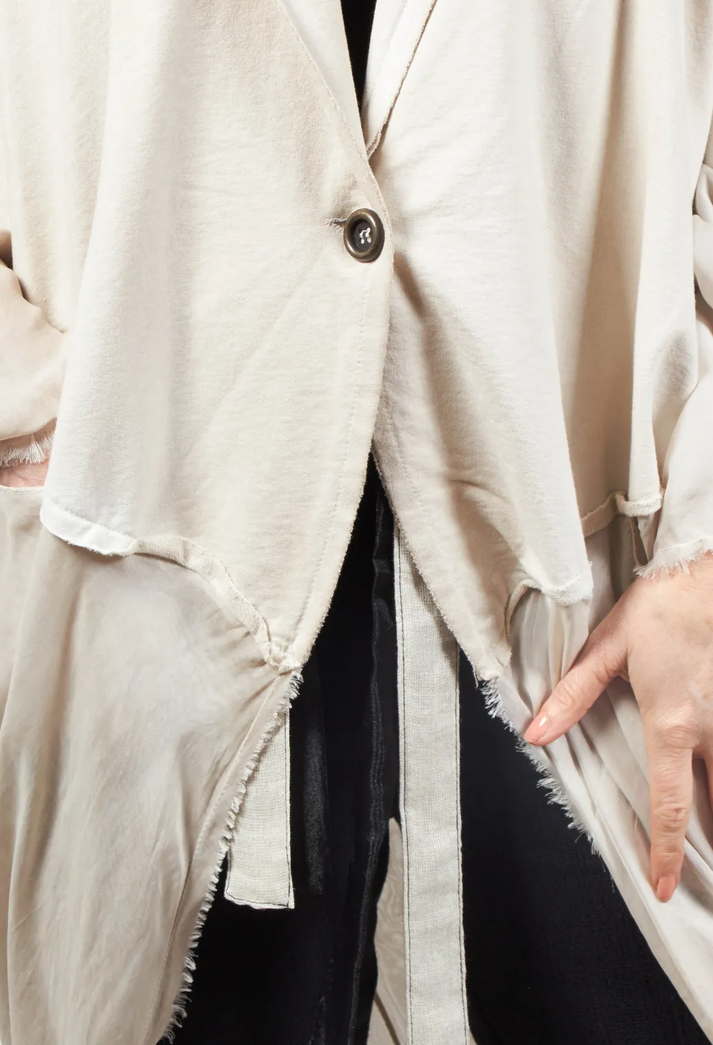 Dual Fabric Cardigan in Gesso
