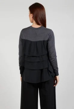 Dual Fabric Jumper in Antracite and Nero