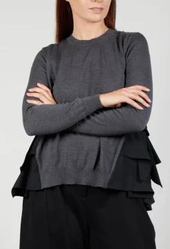 Dual Fabric Jumper in Antracite and Nero
