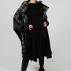 Dual Fabric Oversized Coat in Black